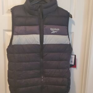 Reebok Black and Gray Puffer Vest